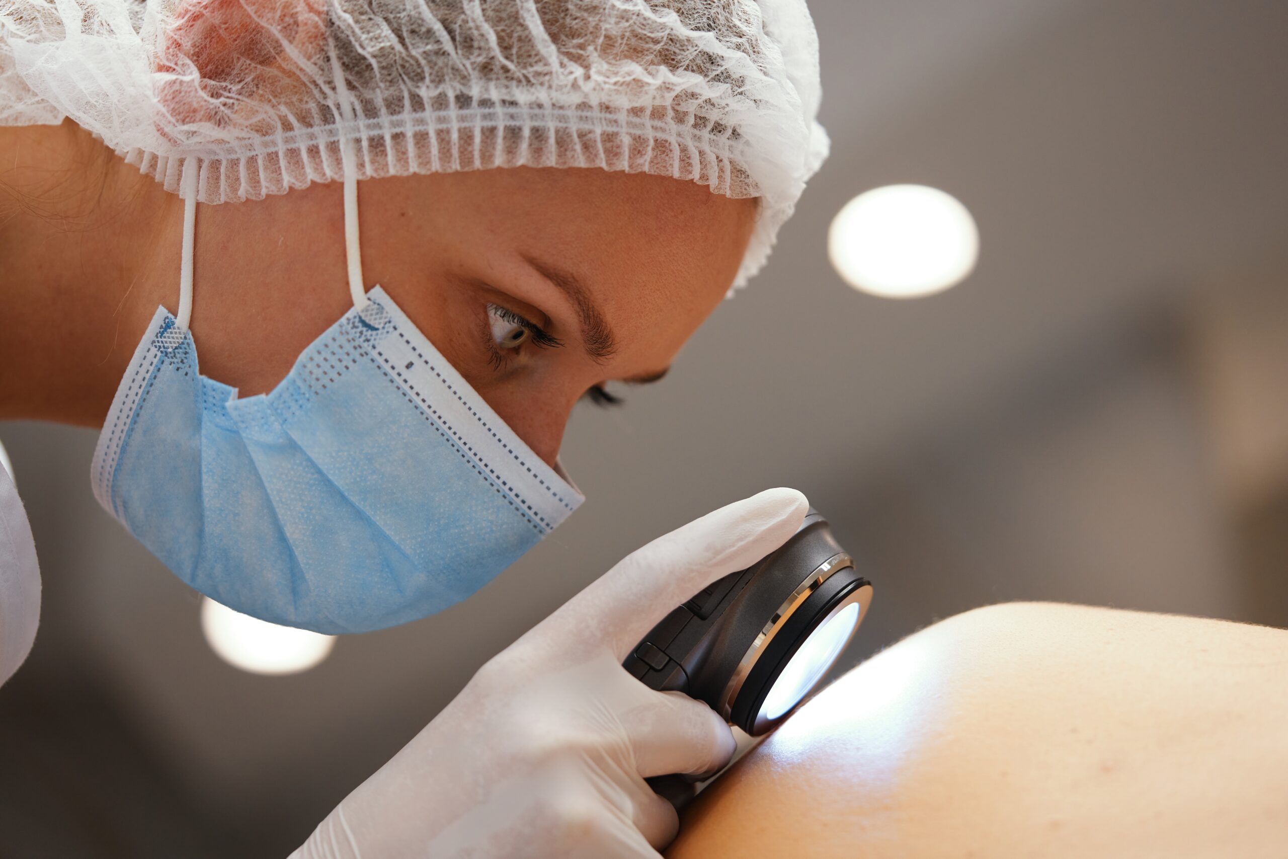 A,Dermatologist,Examines,The,Skin.,High,Quality,Photo
